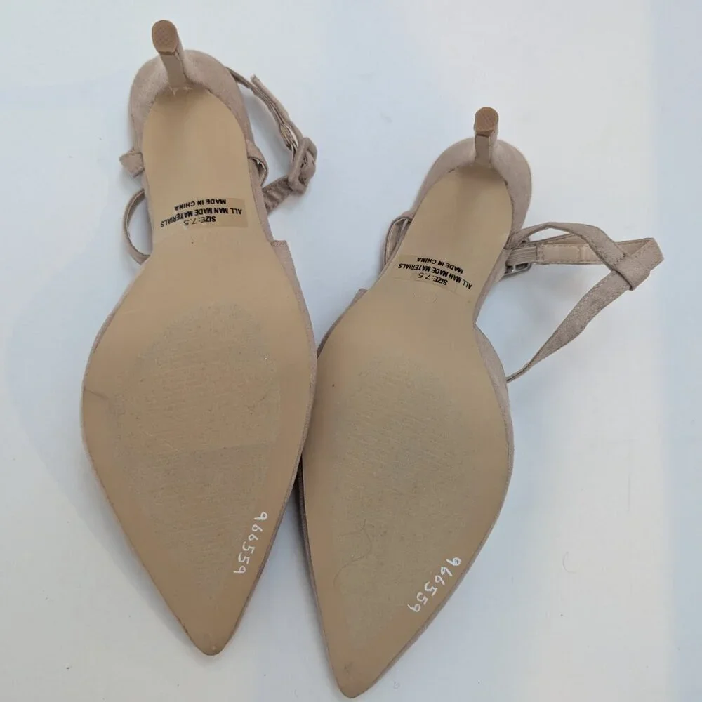 Lulus Neutral Pumps Asymmetrical Slingbacks, Sz 7.5